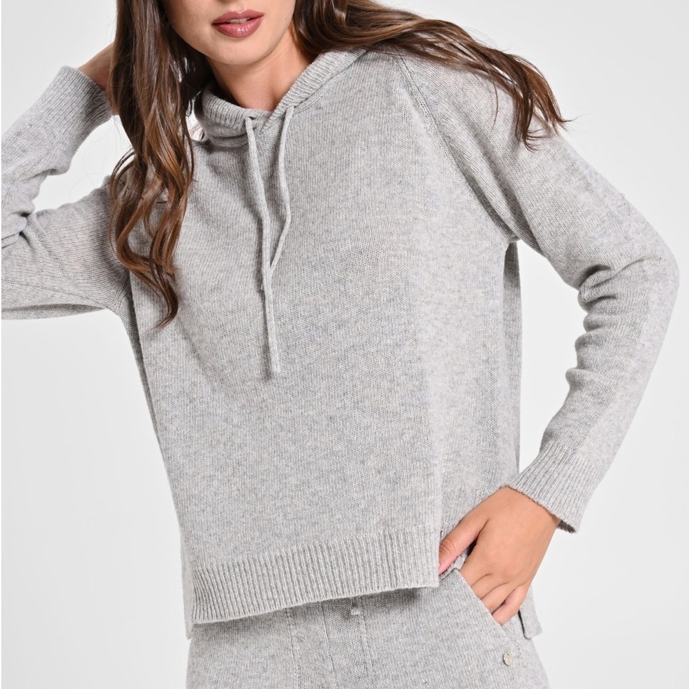 Banana Republic Italian Merino Wool Grey Sweater Luxurious Cozy Gray Knit Hoodie